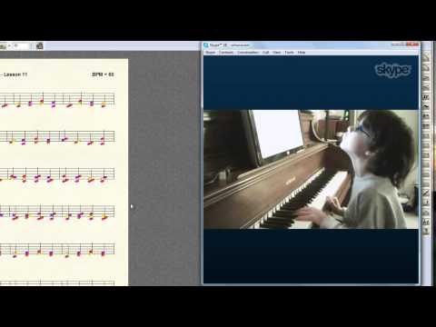 Virtuoso Piano Lesson 41 - Student Colton (Age 7) - 04-02-2015 - via Skype Online