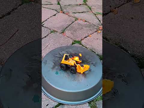 Digger Reverse Melt #satisfying #viral #torched #excavator  #trucks #cars #melting #yellow #shorts