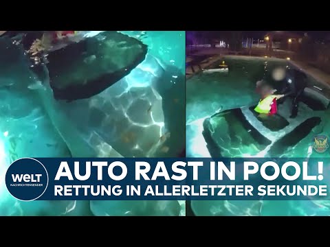 PHOENIX: Auto stürzt in Pool – Mutiger Polizist rettet Fahrer in letzter Sekunde!