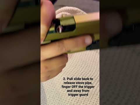 Girlfriend demonstrates how to clear a stovepipe malfunction on a Glock #glock #gun #tutorial