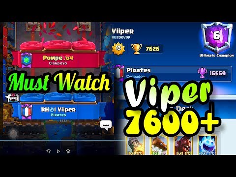 Pompeyo4  vs  Viper 👈Hog Exnado GOD 7600+ gameplays - Clash Royale