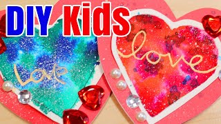 Valentines Day Crafts for Kids - Easy Watercolor Heart Cards