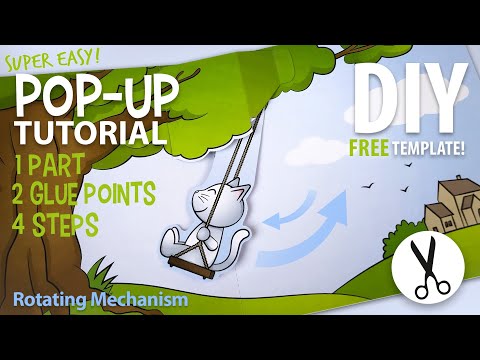 Cat Swing Pop-up card Tutorial-  Super easy DIY (FREE template!)