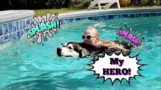 Malamute Saves Drowning Mom! Tonka&#39;s Try Not To Drown Challenge!