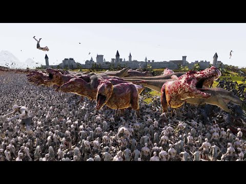ZOMBIE ARMY LAY SIEGE TO T-REX CASTLE - UEBS 2 - Ultimate Epic Battle Simulator 2