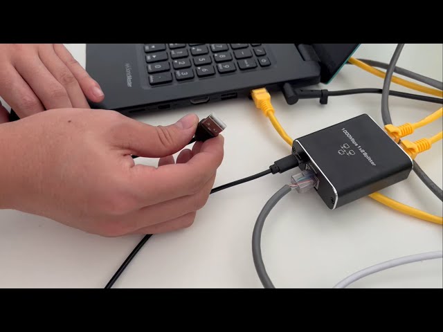 Vídeo relacionado con CERRXIAN Network Lan Switch 2 puertos, RJ45 Network Key-Press Switch Splitter Selector Box, 100M 2 en 1 Out o 1 en 2 Out, 2 Port Network Hub Black