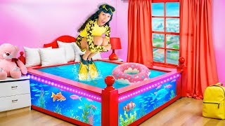 I Turned My Daughter's Bed into a Fish Tank! *Surprise* | Familia Diamond