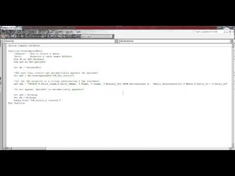Microsoft Access Creating A Select Query Using A Visual Basic Module