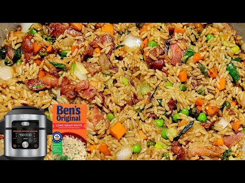 Bacon Fried Rice no rince Uncle Bens rice Pressure Cooker Fried Rice 2021 Ninja Foodi XL SmartLid