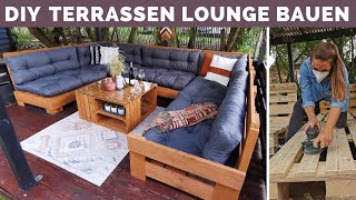 Paletten Lounge selber bauen - Palettensofa DIY Anleitung + Palettenkissen Terrasse Garten Balkon