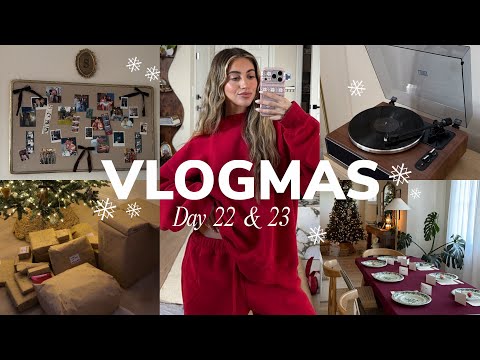 VLOGMAS DAY 22 & 23❅ xmas eve prep, wrapping gifts, food shopping & getting ready to host