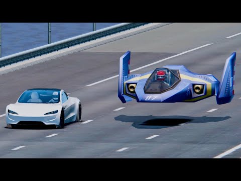 Tesla Roadster vs F-Zero Blue Flacon - Drag Race
