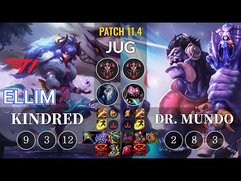 T1 Ellim Kindred vs Dr. Mundo Jungle - KR Patch 11.4