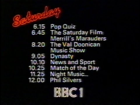 Saturday 8th May 1982 BBC1 - The Dukes of Hazzard  - Dynasty - Football - News - Jan Leeming