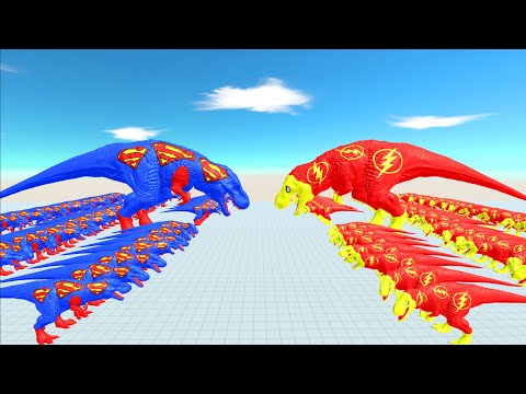 Superman T-Rex vs Flash T-Rex Death Run - Animal Revolt Battle Simulator