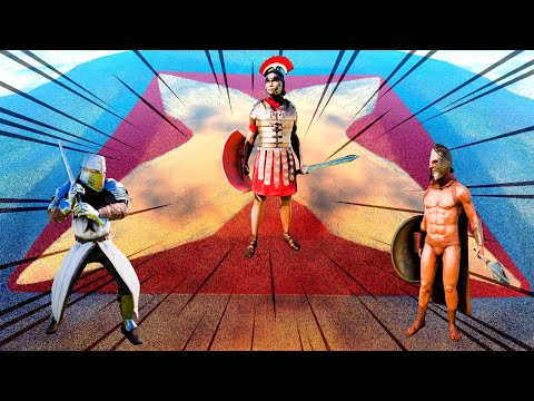 3 ARMIES - 1,000,000 ROMAN GENERALS vs team of 5,000,000 SPARTANS and HEAVY KNIGHTS | UEBS 2