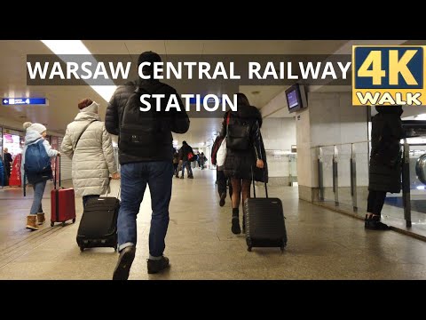 4K ANDANDO EM VARSÓVIA POLÔNIA | ESTAÇÃO FERROVIÁRIA CENTRAL DE VARSÓVIA | 18 DE JANEIRO DE 2023