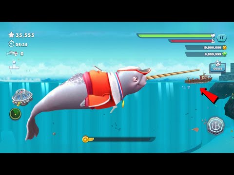 Hungry Shark Evolution - Giant Monster Enemy NATASHA THE NARWHAL New Update - All 27 Sharks Unlocked