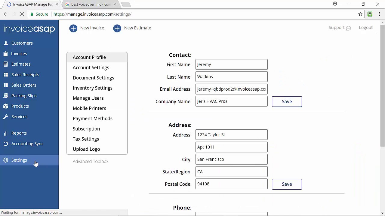 InvoiceASAP - User & employee account management