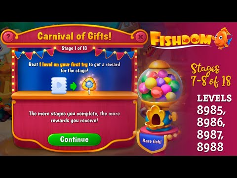 #fishdomminigames carnaval of gifls! part 5 levels 8985, 8986, 8987, 8988