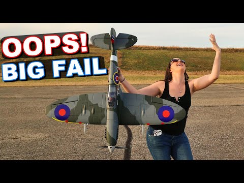 You Won't Believe HER NOOB RC PLANE MISTAKE! - Dynam Spitfire Warbird - TheRcSaylors