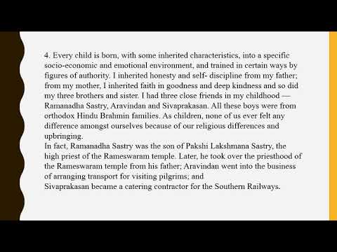 MY CHILDHOOD part 1 (APJ ABDUL KALAM)