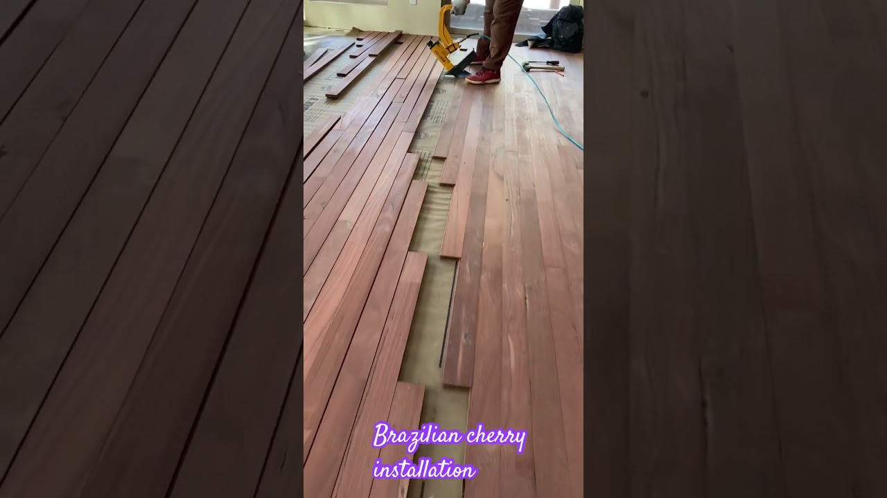 Brazilian cherry installation. #woodworking #flooringpdx  #installation #braziliancherry #pdx