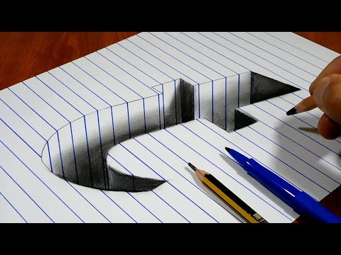 Drawing t Hole in Line Paper   3D Trick Art