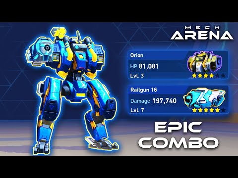 Orion With Railgun 16 - Mech Arena Gameplay