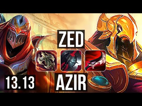 ZED vs AZIR (MID) | 8/0/10, 1.7M mastery, 900+ games, Legendary | KR Grandmaster | 13.13