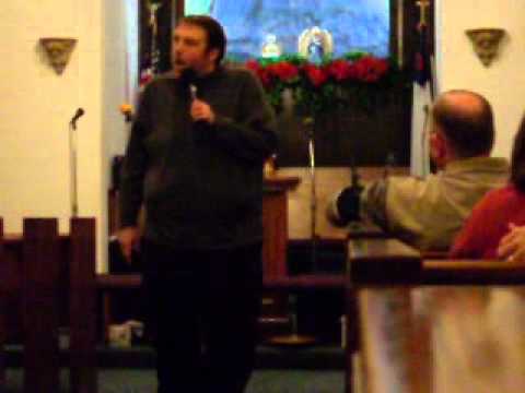 Richard preaching & singing New Years 2009 at ritter church