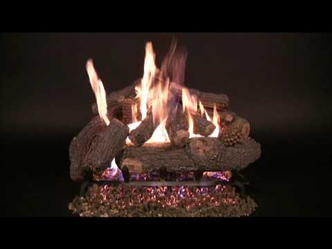 Natural Gas Rasmussen Bonfire Log Set with 18-Inch Flaming Ember Xtra Burner and Safety Pilot with Variable Flame Remote BF189-B18FXH-N-RMC1E-N 18-Inches