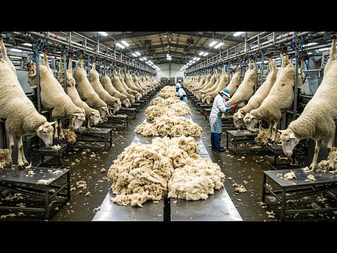 Millions Of Sheep Are Cared For With Modern Automated Farming Equipment & Are Sheared Automatically