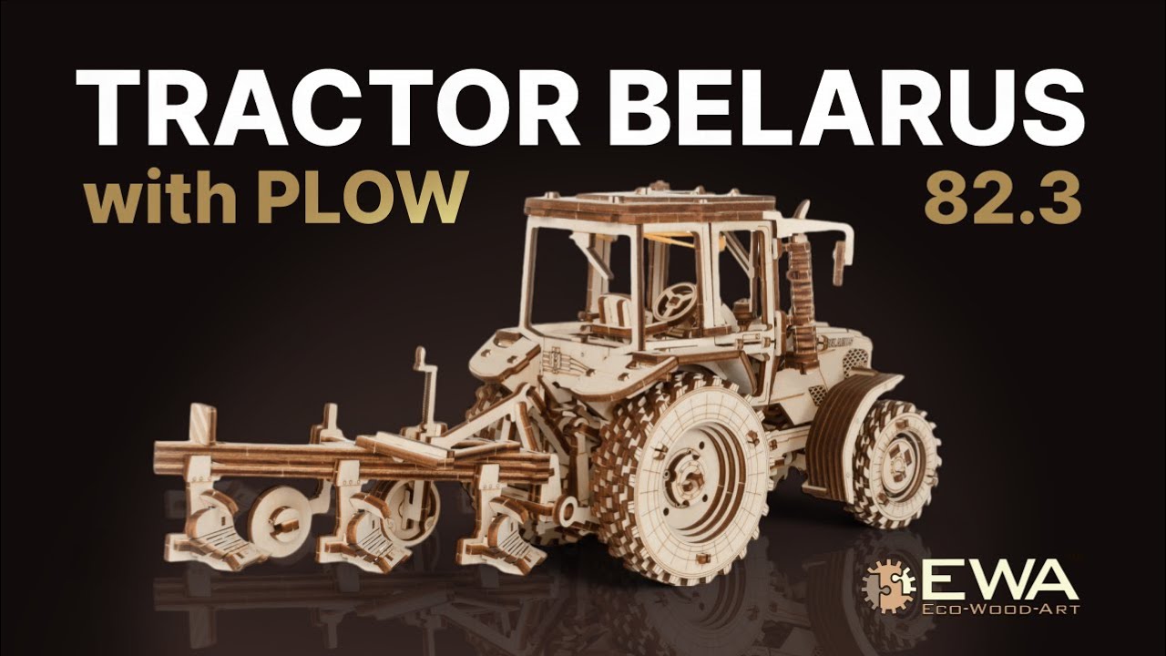 Eco-Wood-Art Construction kit Tractor 82.3 with plow