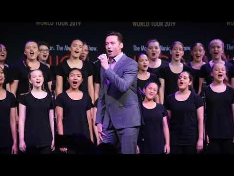Hugh Jackman and Keala Settle and the Australian Girls Choir. Filmed for BroadwayWorld Sydney