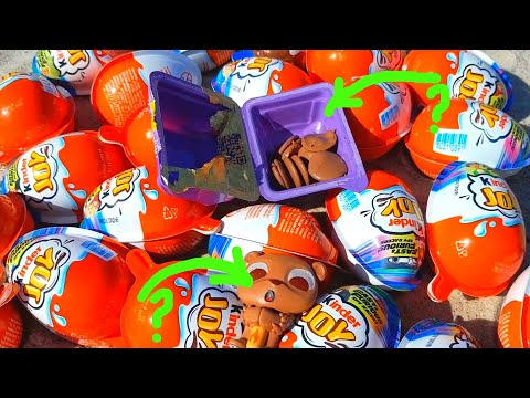 Milka secret box with 20 blue and orange chocolate Kinder Surprise Joy Eggs unpucking