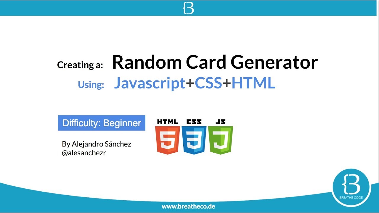 Vanilla JS Tutorial (beginner): Creating an random card generator