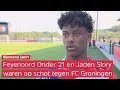 'Bij promotie wordt de stap naar het eerste kleiner' | Feyenoord-talent Jaden Slory scoort twee keer