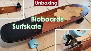 Bioboards SURFSKATE mit Kork-Grip und Achsfederung - Neptuno 35" [Unboxing] | Longboarding Germany