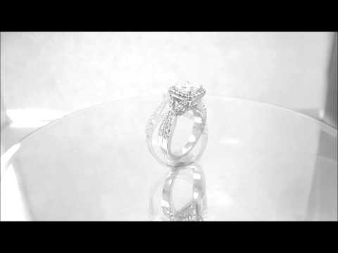 14K WHITE GOLD PRINCESS CUT DIAMOND ENGAGEMENT RING ART DECO SPLIT BAND 1.78CTW - KNR INC - 436