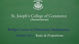 Elementary Mathematics: Module 4(1) - Ratio & Proportions