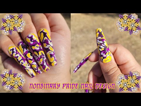 Nonbinary Nail Design 🖤💜🤍💛