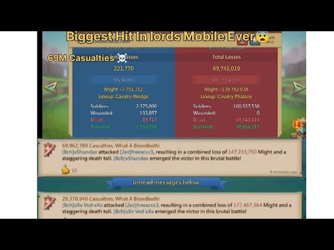 Lords Mobile || Biggest Hit In Lords Mobile☠️ || 69M Troops Gone In one Hit ☠️!! #igg #lordsmobile