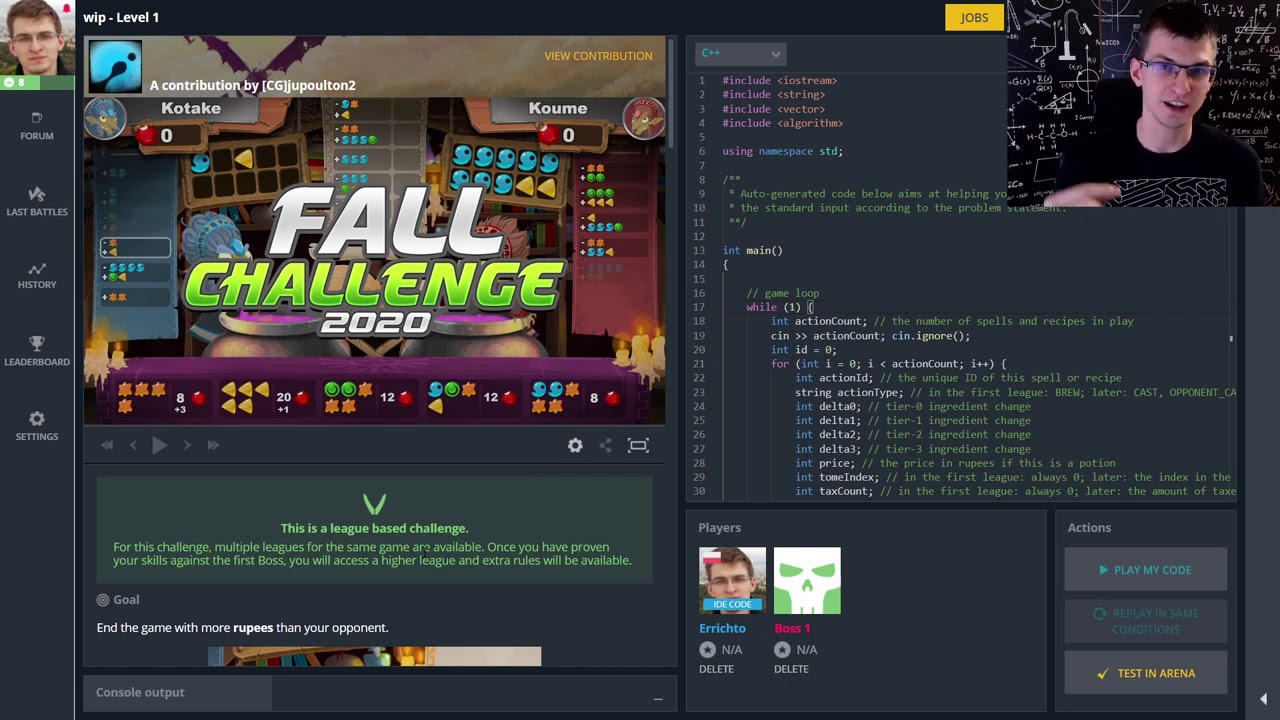 Bot Tournament | CodinGame Fall Challenge 2020