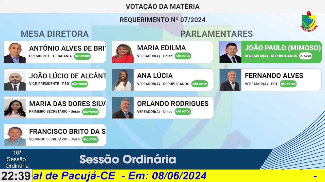 10ª SESSÃO ORDINÁRIA - 08 DE JUNHO DE 2024