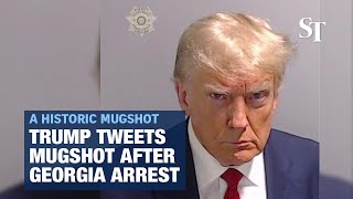 Trump tweets historic mugshot after booking at jail