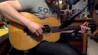 Video thumbnail for 1920s Harmony-made Supertone Artist koa airplane-bridge parlor guitar by Jake Wildwood & Co