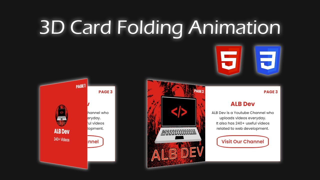 3D Card Folding Animation with HTML & CSS