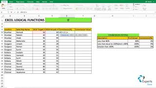 MS EXCEL - IF function to calculate sales commission