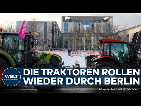Video Thumbnail: BAUERNPROTEST GEHT WEITER: Traktor-Korso demonstrieren vor Berliner Parteizentralen